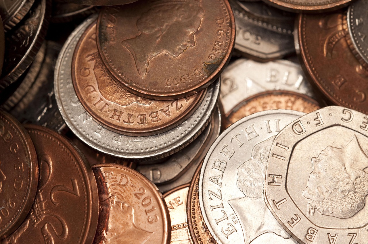 Closeup of coins